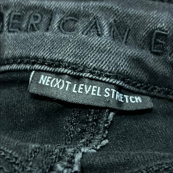 American Eagle Shorts Black Jean Cuff Next Level Stretch Super High Rise Shortie - Picture 11 of 13